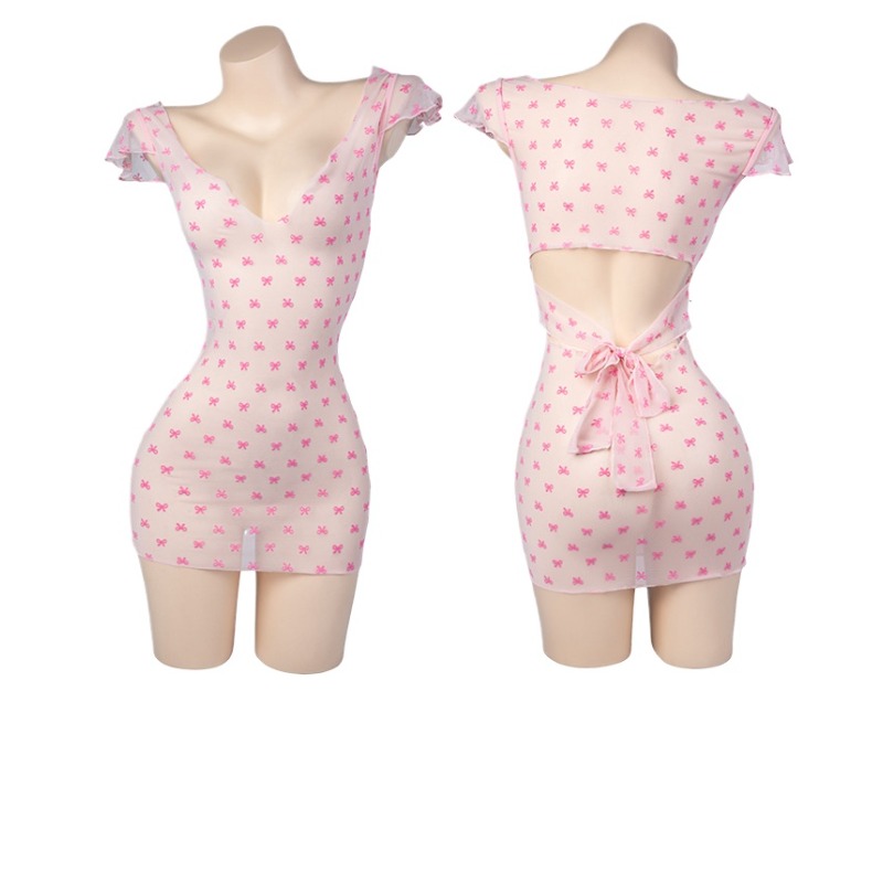 Bandage - Vestido transparente de tul rosa con
